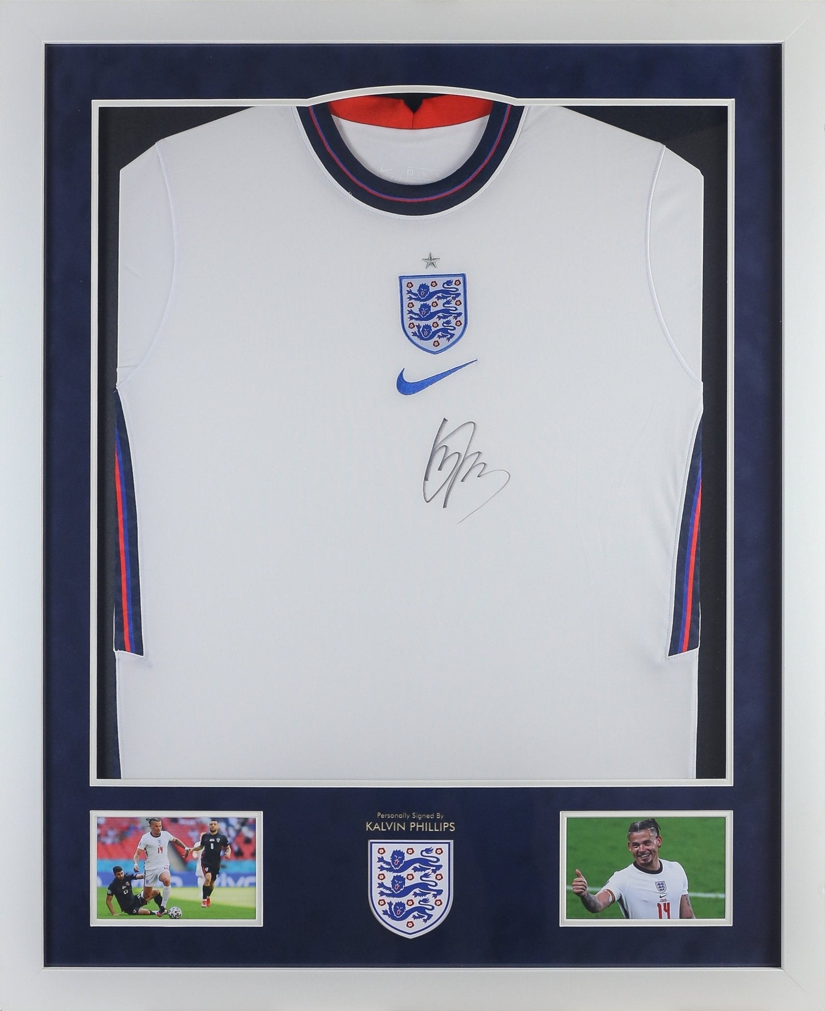 Euro 2020 Kalvin Phillips Signed Shirt Framed - Memorabilia Framers Shop